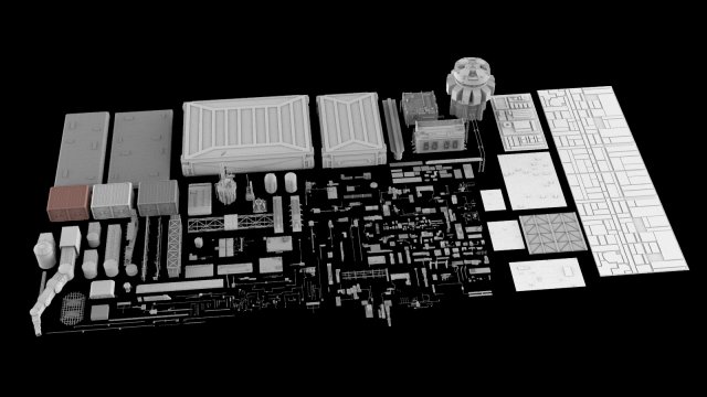 Sci-fi architecture elements collection 5 3D-Modell .c4d .max .obj .3ds .fbx .stl .blend 