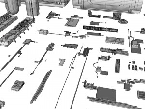 Sci-fi architecture elements collection 5 3D-Modell
