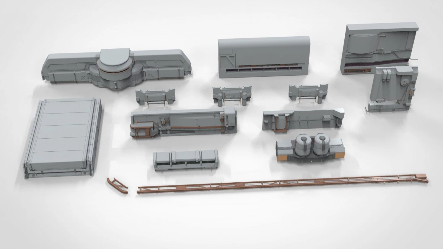 Sci-fi architecture kitbash 22 3D Model .c4d .max .obj .3ds .fbx .stl .blend 