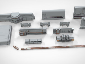 Sci-fi architecture kitbash 22 Modelo 3D