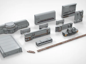 Sci-fi architecture kitbash 22 3D Model