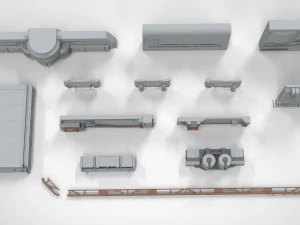 Sci-fi architecture kitbash 22 3D Model