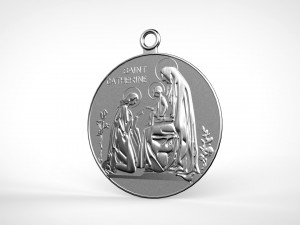 St catherine siena medal 3D Print Model