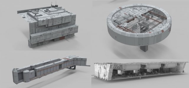 Sci-fi architecture elements collection 11 Modelo 3D .c4d .max .obj .3ds .fbx .stl .blend 