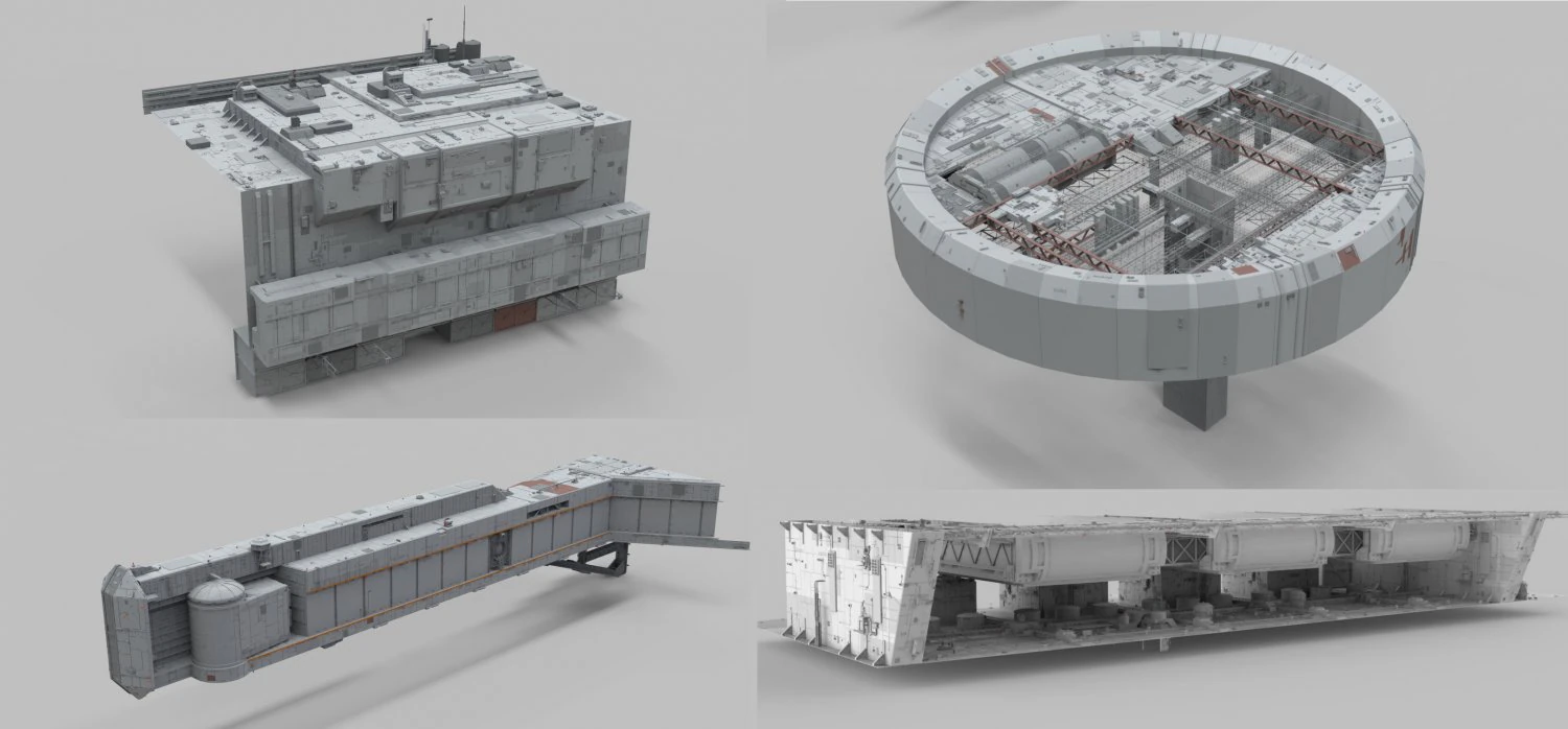 Sci-fi architecture elements collection 11 3D Model .c4d .max .obj .3ds .fbx .stl .blend 