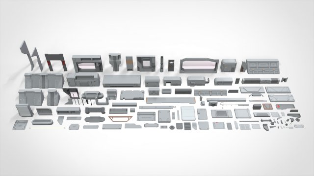 Sci-fi architecture elements collection 22 3D Model .c4d .max .obj .3ds .fbx .stl .blend 