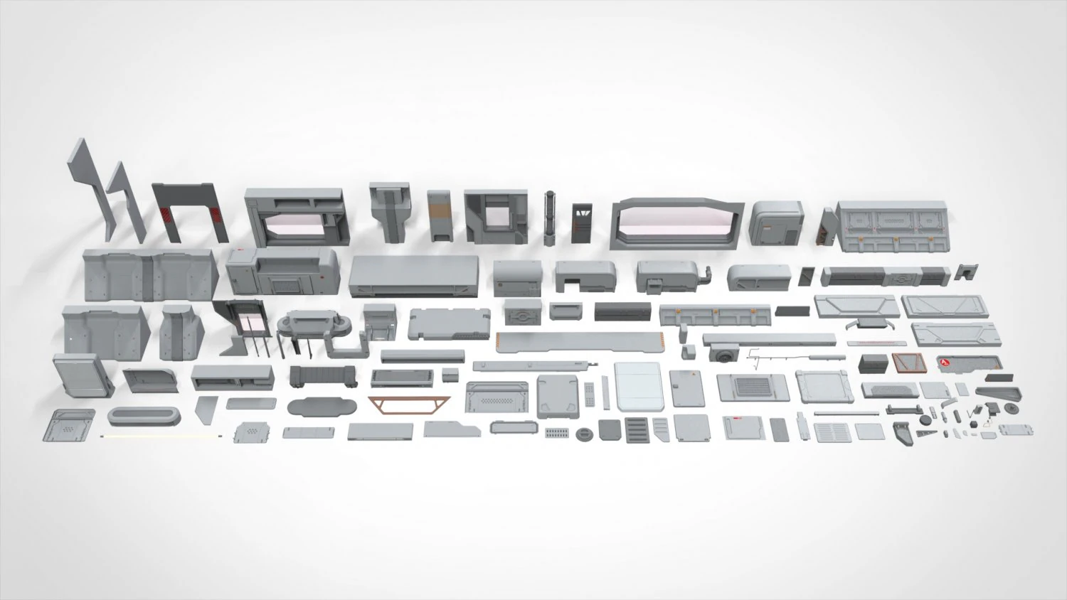 Sci-fi architecture elements collection 22 3D Model .c4d .max .obj .3ds .fbx .stl .blend