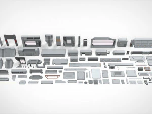 Коллекция элементов научно-фантастической архитектуры 22 3D Модель