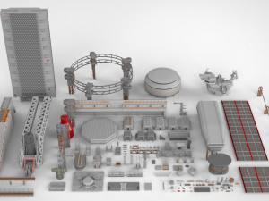 Sci-fi architecture elements collection 7 3D Model