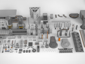 Sci-fi architecture elements collection 13 3D Model