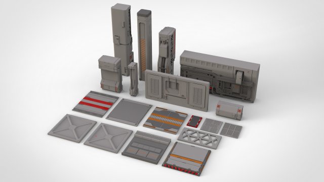 Sci-fi architecture kitbash 24 Modèle 3D .c4d .max .obj .3ds .fbx .stl .blend 