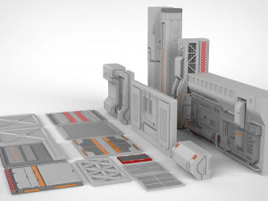Sci-fi architecture kitbash 24 3D Model