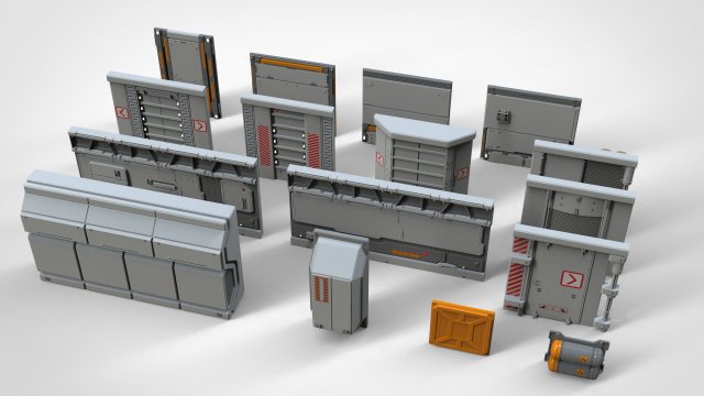 Sci-fi architecture kitbash 25 Model 3D .c4d .max .obj .3ds .fbx .stl .blend 