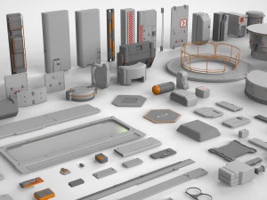Sci-fi architecture elements collection 14 3D Model
