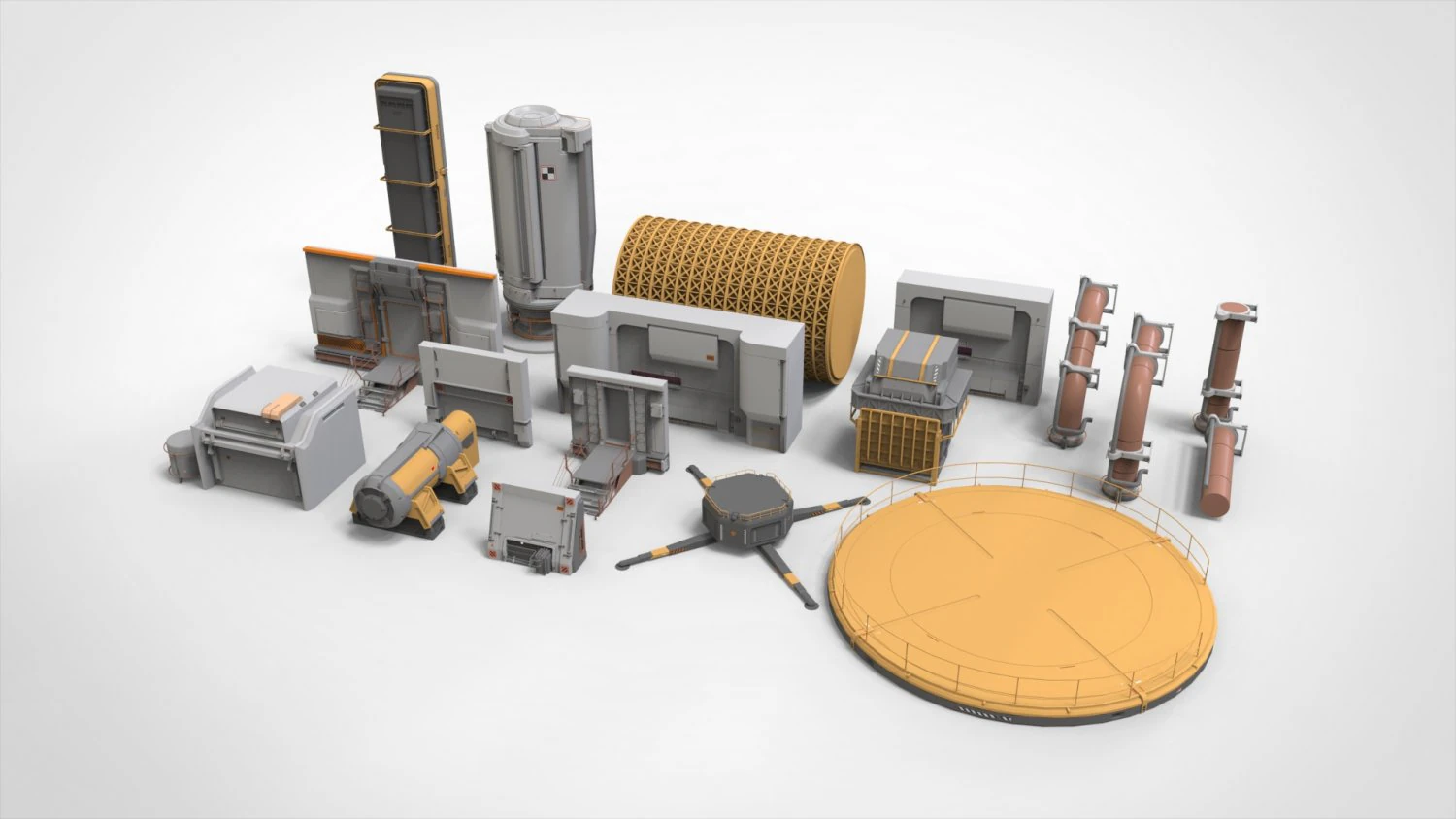Sci-fi architecture kitbash 26 3D Model .c4d .max .obj .3ds .fbx .stl .blend