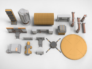 Sci-fi architecture kitbash 26 3D Model