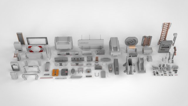 Sci-fi architecture elements collection 15 Modèle 3D .c4d .max .obj .3ds .fbx .stl .blend