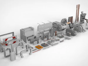 Sci-fi architecture elements collection 15 3D Model