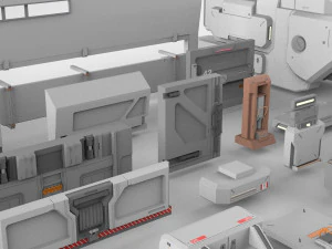 Sci-fi architecture elements collection 15 3D Model