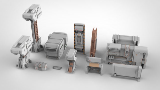 Sci-fi architecture kitbash 27 3D Model .c4d .max .obj .3ds .fbx .stl .blend 