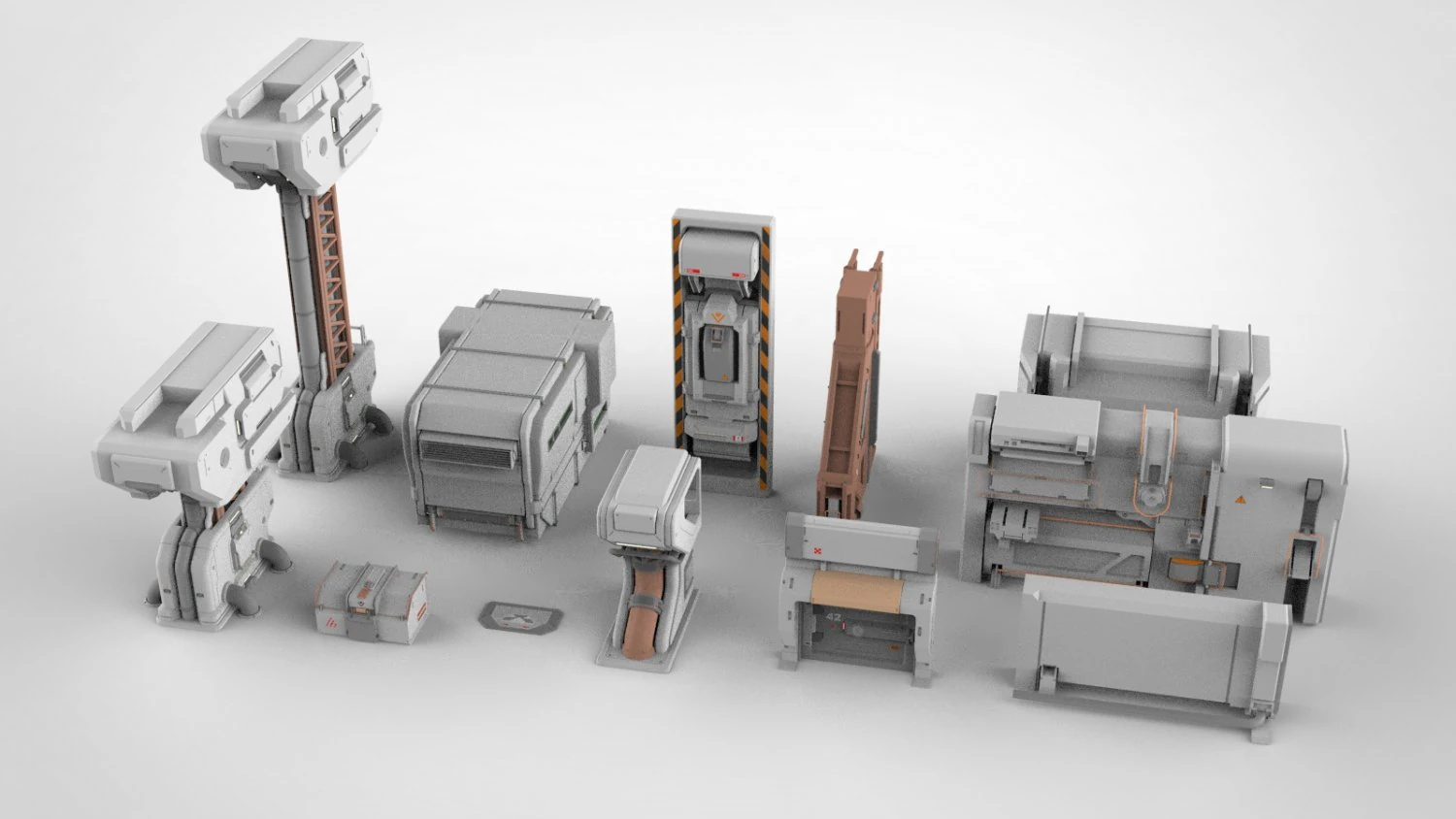Sci-fi architecture kitbash 27 3D Model .c4d .max .obj .3ds .fbx .stl .blend 