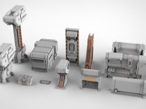 Sci-fi architecture kitbash 27 Modelo 3D