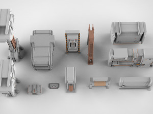 Sci-fi architecture kitbash 27 3D Model
