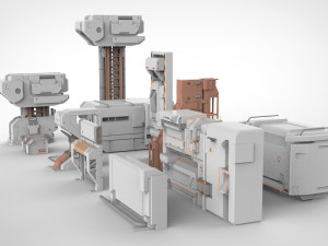 Sci-fi architecture kitbash 27 3D Model