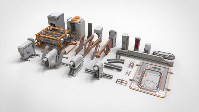 Sci-fi architecture kitbash 28 3D मॉडल .c4d .max .obj .3ds .fbx .stl .blend 