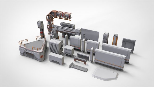 Sci-fi architecture kitbash 29 3D-Modell .c4d .max .obj .3ds .fbx .stl .blend 