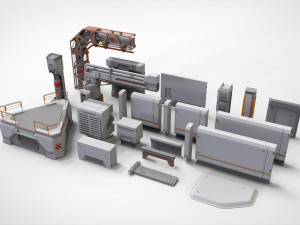 sci-fi architecture kitbash 29 3D Model