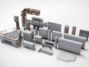 Sci-fi architecture kitbash 29 Modelo 3D