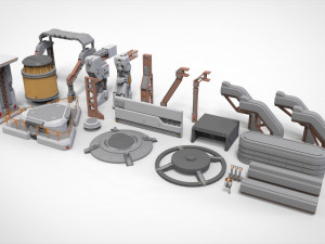 Sci-fi architecture kitbash 1 3D Model