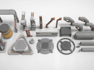 Sci-fi architecture kitbash 1 3D Model