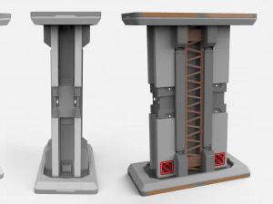 Sci-fi architecture kitbash 1 3D Model