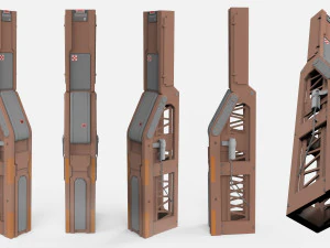 Sci-fi architecture kitbash 1 3D Model
