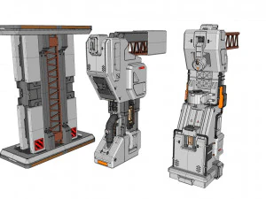 Sci-fi architecture kitbash 1 3D Model