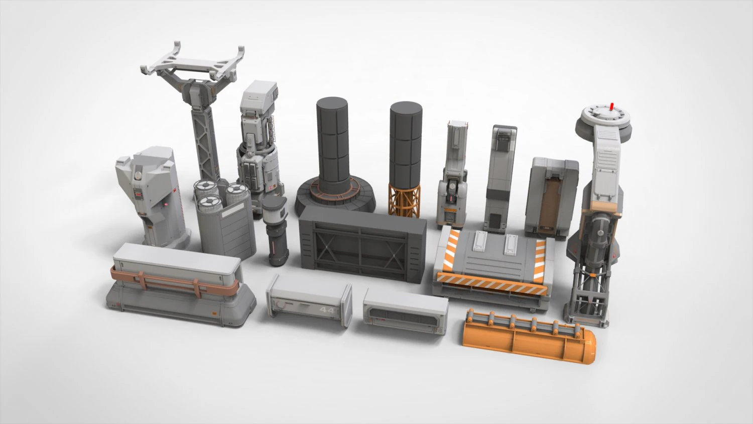 Sci-fi architecture kitbash 2 3D Model .c4d .max .obj .3ds .fbx .stl .blend 