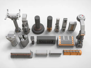 Sci-fi architecture kitbash 2 3D Model