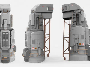 Sci-fi architecture kitbash 2 3D Model