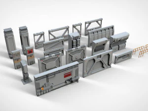 Sci-fi architecture kitbash 4 3D Model