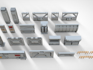 Sci-fi architecture kitbash 4 Model 3D