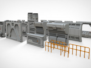 Sci-fi architecture kitbash 4 Model 3D