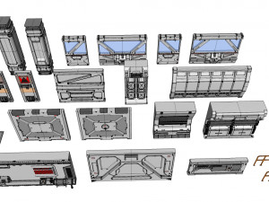 Sci-fi architecture kitbash 4 Model 3D