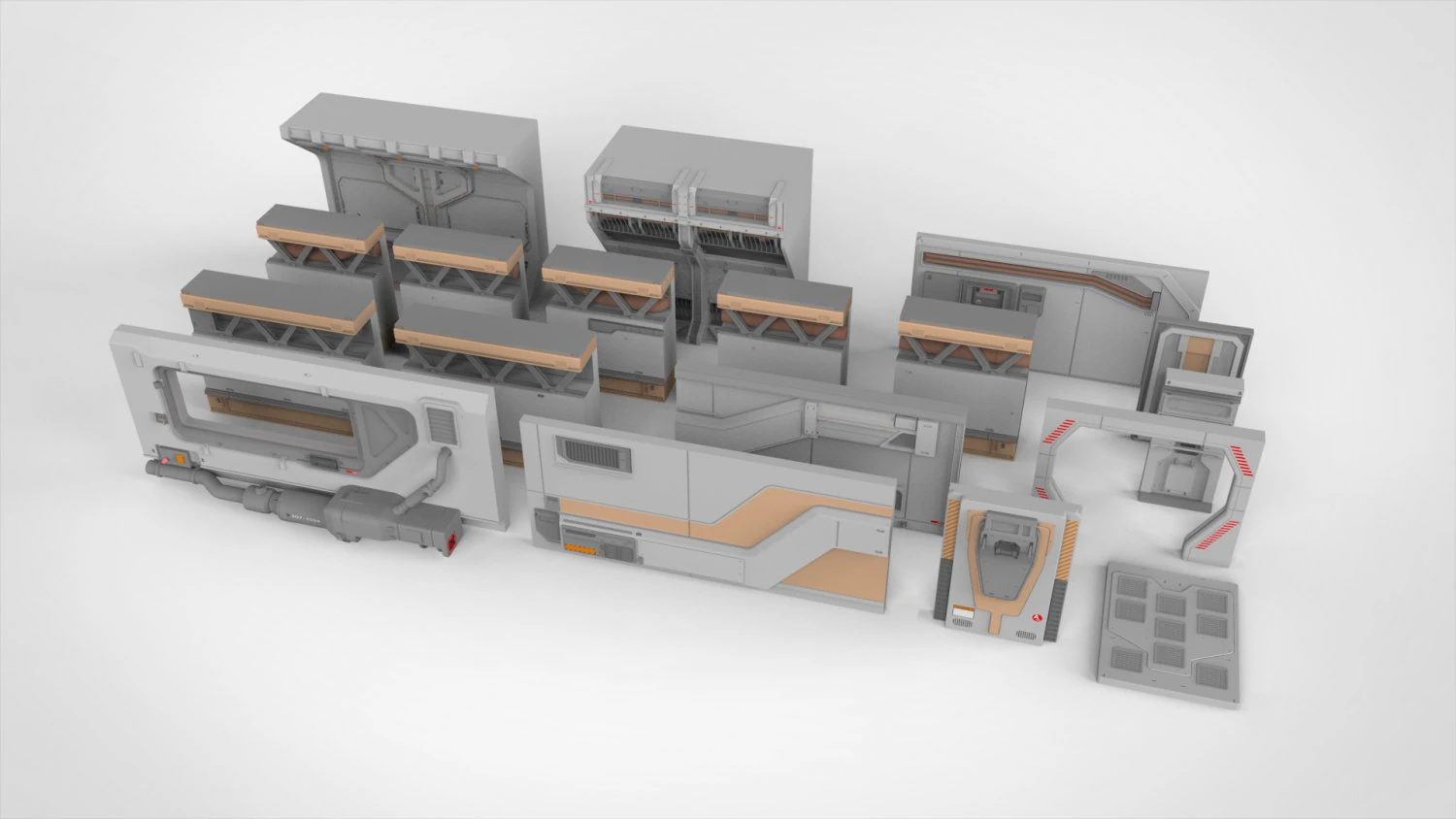 Sci-fi architecture kitbash 5 3D Model .c4d .max .obj .3ds .fbx .stl .blend