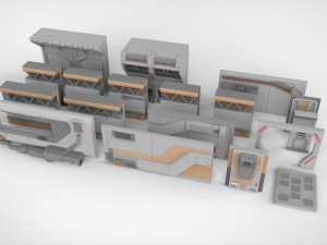 Sci-fi architecture kitbash 5 3D Model