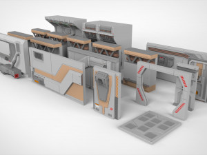 Sci-fi architecture kitbash 5 3D Model