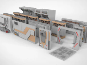 Sci-fi architecture kitbash 5 3D Model