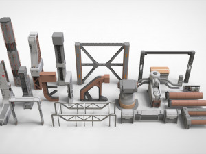 Sci-fi architecture kitbash 6 3D Model