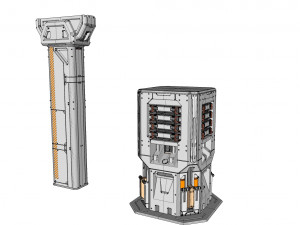 Sci-fi architecture kitbash 7 3D Model